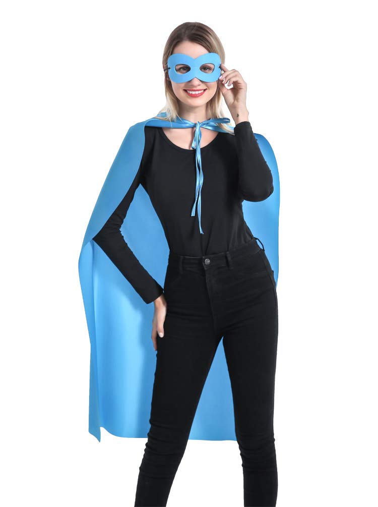 [Australia] - ADJOY 5 Sets Superhero Capes and Masks for Adults Teenagers Men & Women Dress Up Superhero Party Costumes Team Building Black 