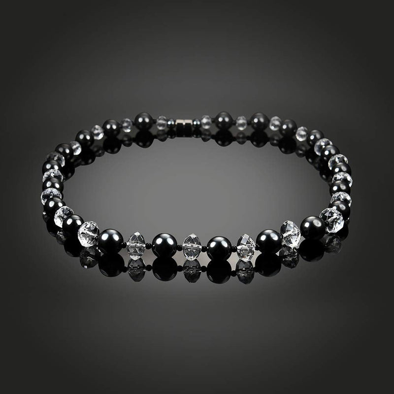 [Australia] - Magnetic Necklace for Men and Women – 1 Piece Magnetic Field Therapy Hematite Beads Necklace, Rhinestone, Jewellery Gift 