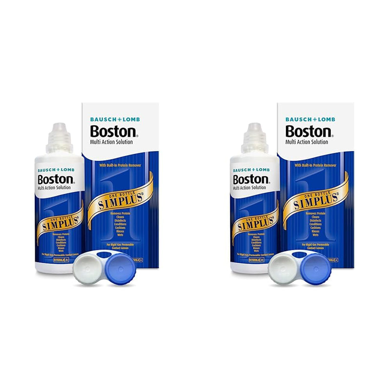 [Australia] - Boston Simplus Multi-Action Solution, 120ml Contact Lens Solution for Rigid Gas Permeable Contact Lenses - Clean, Disinfect, & Condition with Contact Lens Case (Pack of 2) 