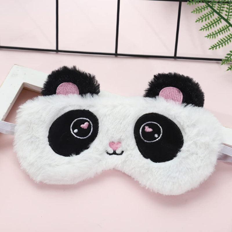 [Australia] - 2 Pcs Cute Sleep Mask, Soft Fluffy Plush Blindfold Funny Novelty Animal Sleep Mask Eyeshade for Kids Girls and Adult Night Nap Travel Meditation (Purple Fox &Panda) 