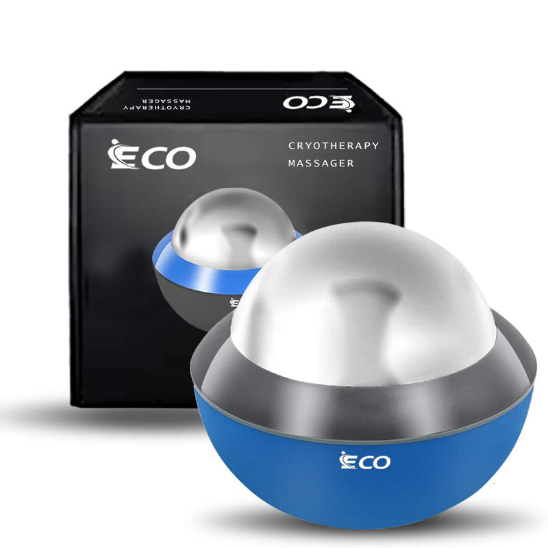 [Australia] - Cryosphere Cold Massage Roller Ball - Massage Ball for Cold & Heat Relief, Myofascial Release, Trigger Point Therapy, Muscle Knots - Deep Tissue Ice Massager 80 mm Blue and Grey 
