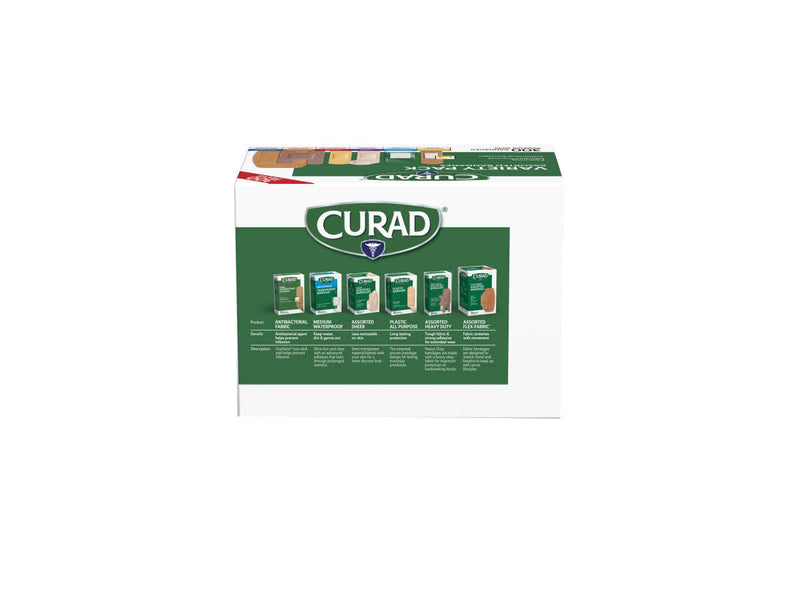 [Australia] - Curad Assorted Bandages Variety Pack 300 Pieces, including antibacterial, heavy duty, fabric, and waterproof bandages 