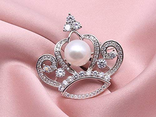 [Australia] - JYX Crwon Brooch 10mm White Freshwater Cultured Pearl Brooch-Silver Tone 