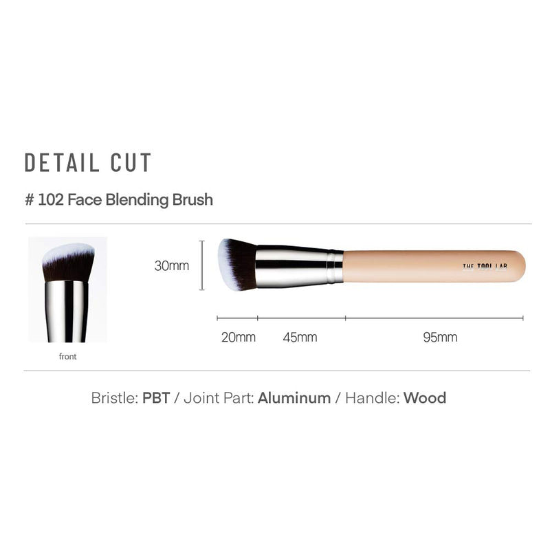 [Australia] - THE TOOL LAB 102 Face Blending Makeup Foundation Brush - Face Perfect Blending, Buffing, Stippling, Liquid, Cream or Flawless Professional - Premium Quality Synthetic Dense Bristles Cosmetic 