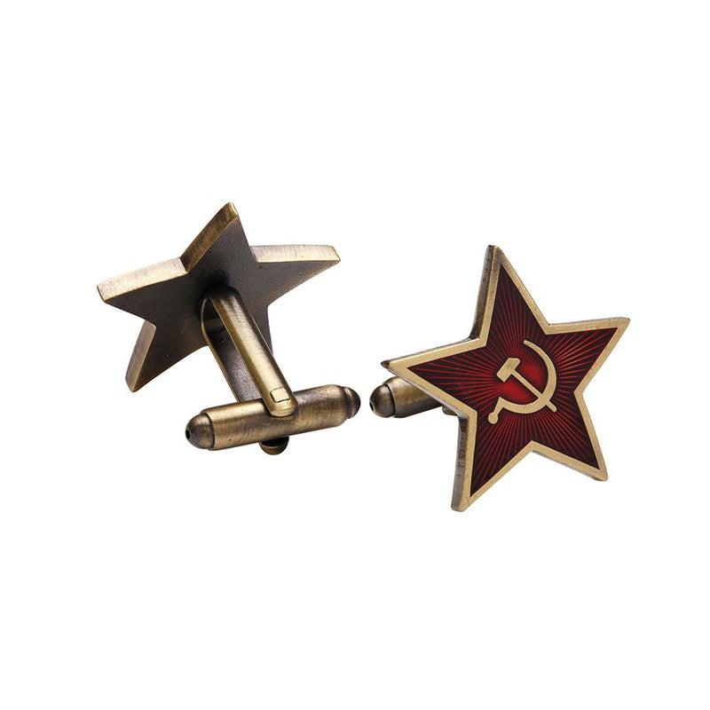 [Australia] - Gudeke Soviet Red Star with Hammer Sickle Symbol Lapel Pin and Cufflinks 