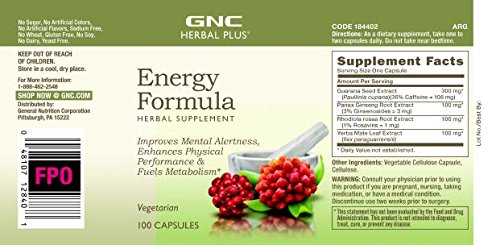 [Australia] - GNC Herbal Plus Energy Formula (100 Capsules) 