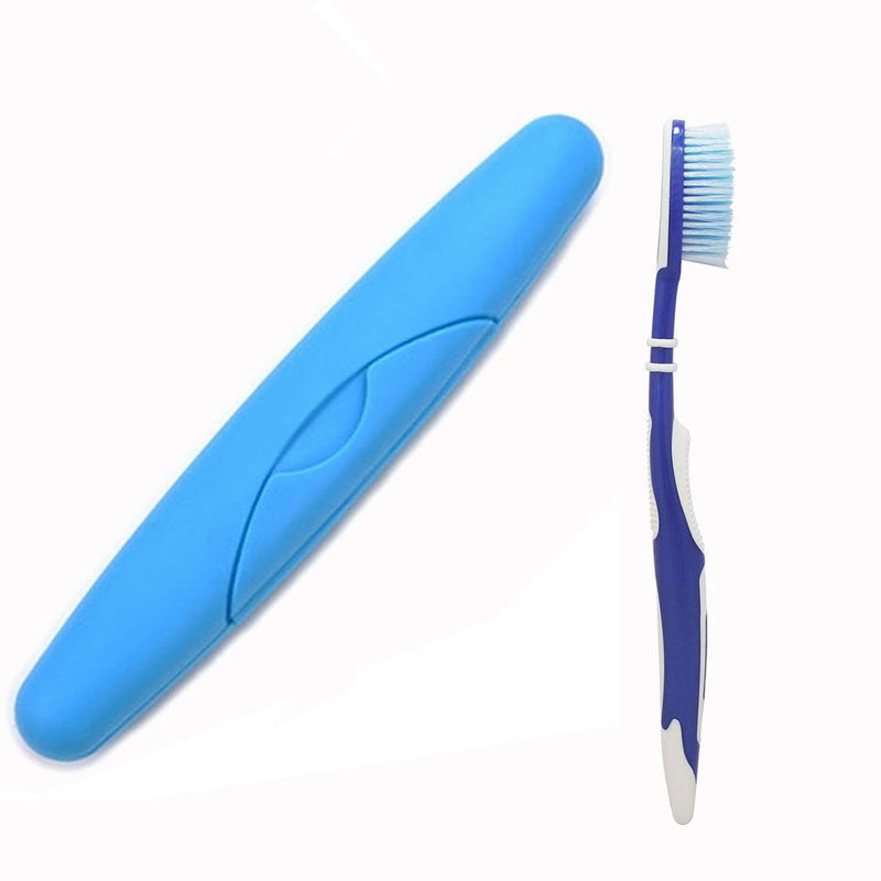 [Australia] - Cisixin 2 Pack Portable Travel Hiking Camping Toothbrush Case Packing Antibacterial Holder Case with Lid (Blue and Rose) 