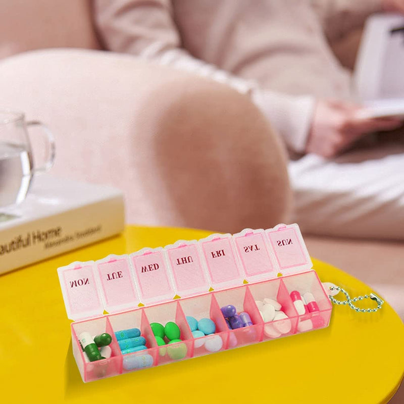 [Australia] - 2 Pcs Pill Box, 7 Day 1 Time a Day Pill Dispenser Storage Case Portable Medicine Storage Box Travel Pill Boxes Tablet Box (Blue, Pink) Blue+pink 