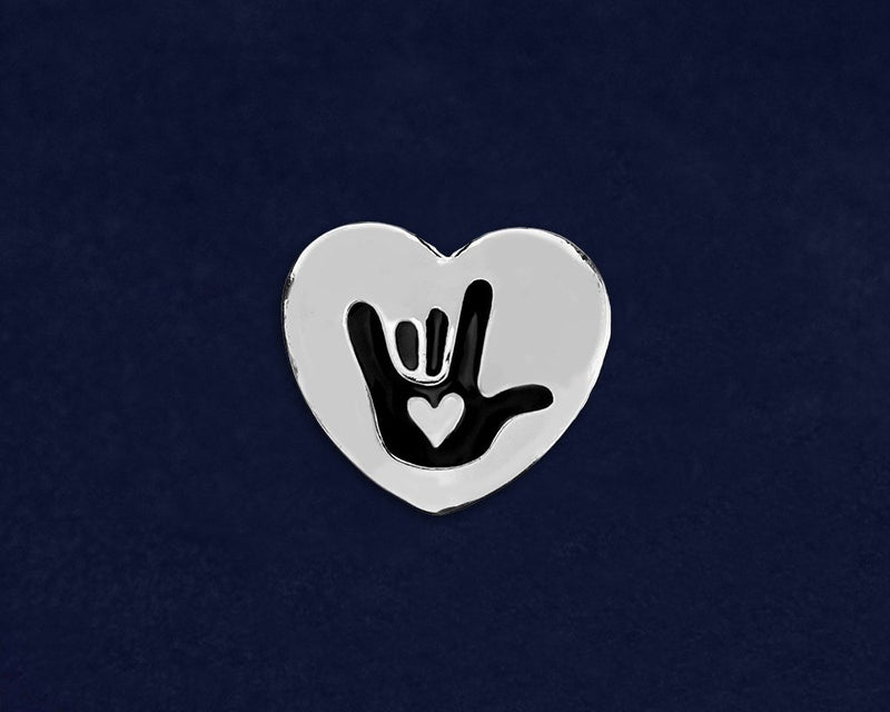 [Australia] - Fundraising For A Cause | Deaf Awareness Heart Pin - I Love You American Sign Language Symbol Lapel Pin for Deaf Awareness in a Bag (1 Pin) 