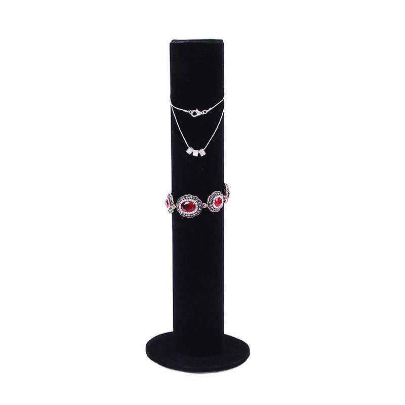 [Australia] - JANOU Velvet Jewelry Tower Vertical Bracelet Display Stand Bangle T-Bar Rack Closet Organizer Tower Scrunchie Hair Band Display Holder (12 in, Black) 