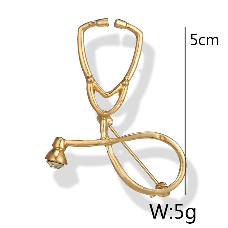 [Australia] - MINGHUA Gold Silver Stethoscope Brooch Pin for Nurse Doctor 