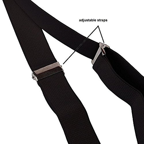 [Australia] - Boolavard Braces/Suspenders One Size Fully Adjustable Y Shaped with Strong Clips 1 X Black, 1 X White, 1 X Red 