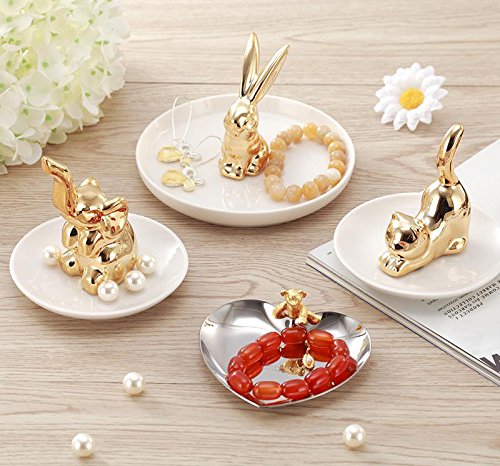 [Australia] - Colias Wing Home Desk Ornaments Wedding Decoration-Lovely Elephant Stylish Design Ceramic Trinkets Tray Necklace Earrings Rings Stand Display Organizer Holder Jewelry Holder Decor Dish Plate-Gold 