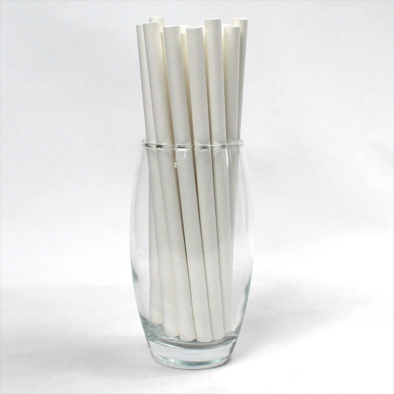 [Australia] - White Paper Straws (10mm x 200mm) - Pack Size 200 - Made in Britain - Biodegradable/Eco-Friendly/Highly Durable/Food Safe/Ideal for Milkshakes & Smoothies 