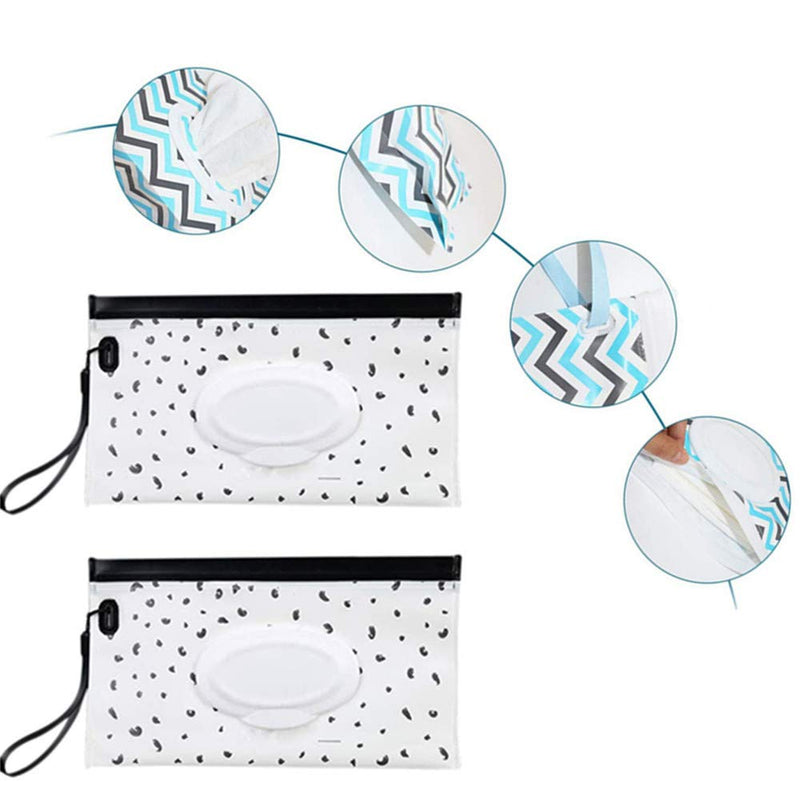 [Australia] - 4 Pcs Wet Wipe Pouch Baby Travel Wipes Case Reusable Refillable Wet Wipe Bag Cases Portable Travel Wipes Dispenser Wipe Pouches for Baby Dot 