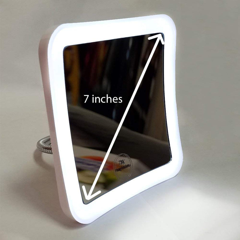 [Australia] - SunplusTrade Led 7X Magnifying Makeup Mirror Lighted Vanity Bathroom Square Mirror with 360 Degree Swivel Rotation, Flexible Gooseneck, and Locking Suction 