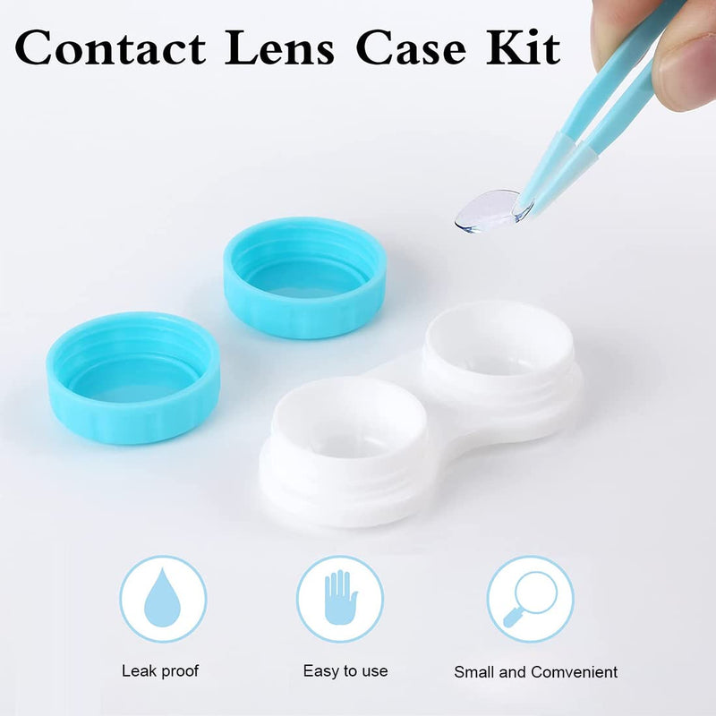 [Australia] - 4pcs Contact Lens Case, Left/Right Eye Contact Lens Case Portable, 2pcs Contact Lens Remover Tool Suction Stick Inserter Tweezers with Small Case for Family Travel and Outdoor 