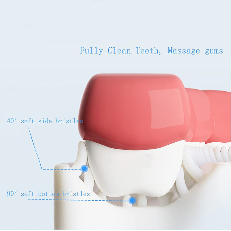 [Australia] - ZALUJMUS 2 Set Kids U-Shaped Whole Mouth Teeth Brush, Silicone Bristles Massage Gums, All-Round Cleaning, Manual (6-12Y, Blue+Pink) 6-12Y 