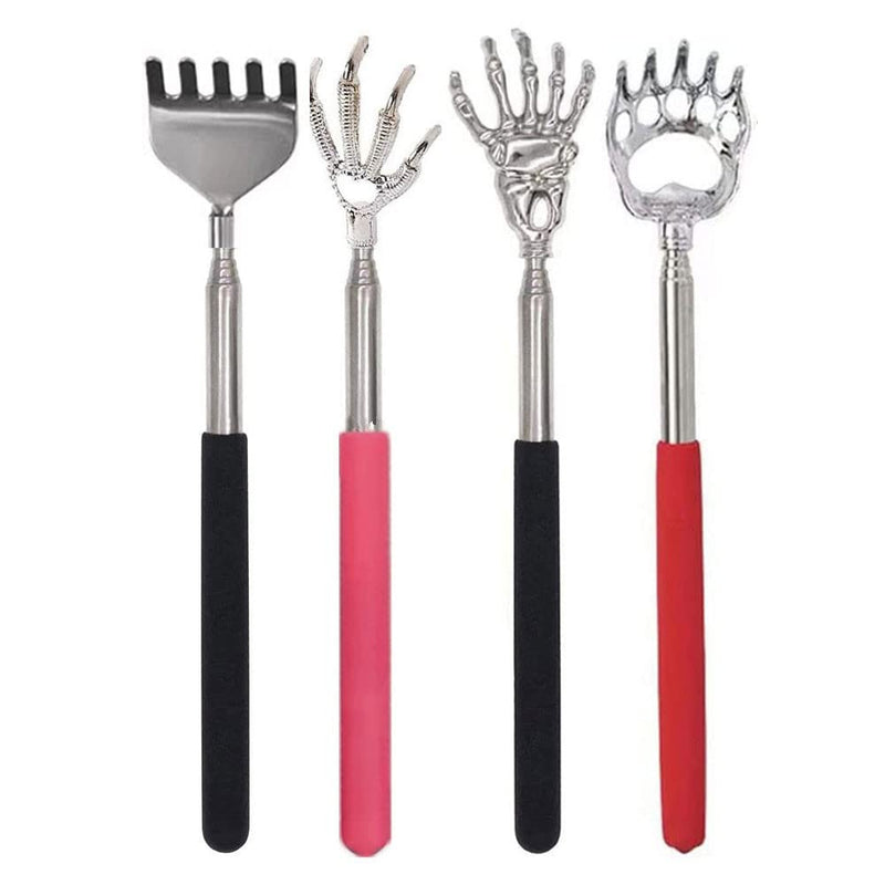 [Australia] - Angeer Stainless Steel Telescopic Back Scratcher, Novelty Gift, Handheld Portable Ultimate Pocket Self Massager, for Those Difficult to Reach Itches (4pcs/Set) 4pcs/Set 