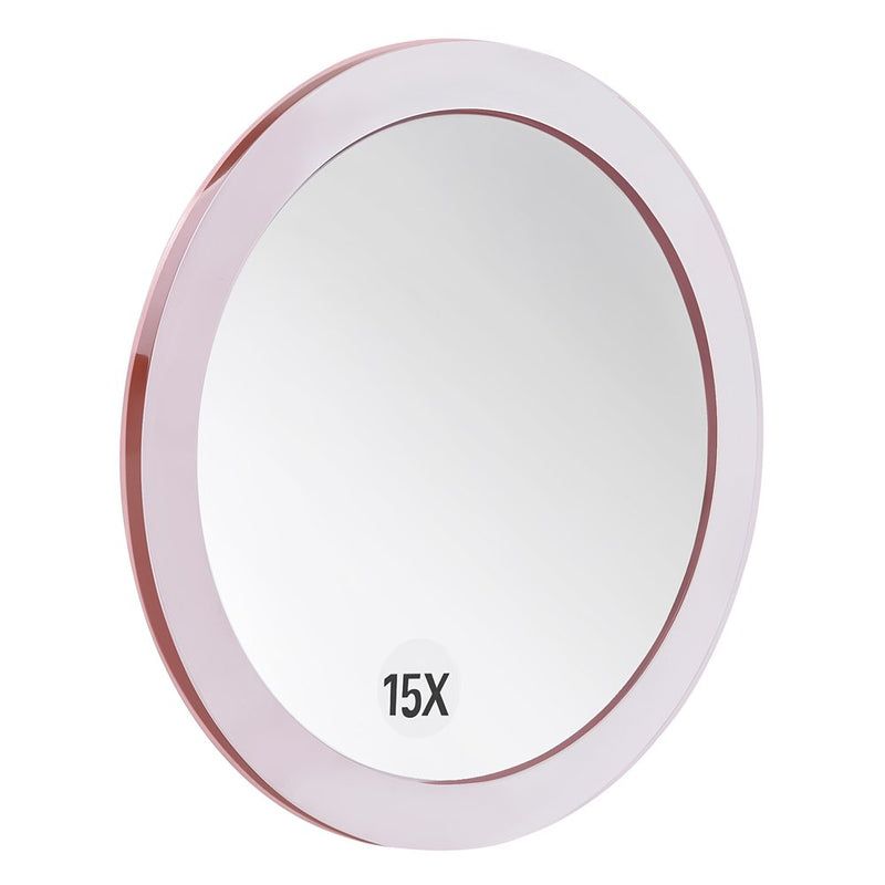 [Australia] - 15X Magnifying Mirror - with 3 Mounting Suction Cups - Used for Precise Makeup - Eyebrows/Tweezing - Blackhead/Blemish Removal - Bathroom/Travel Makeup Mirror - 6 Inch Round (Rose Gold) 15X Magnified 