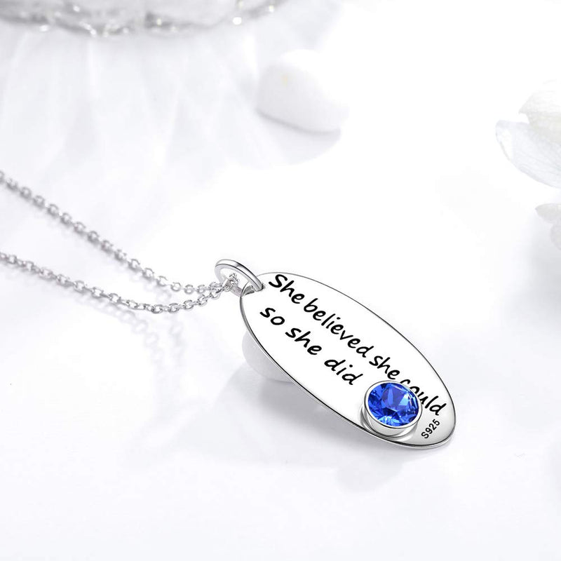 [Australia] - October Birthstone Pink Tourmaline Necklace Birthday Gifts Teen Girls She Believe She Could so She Did Sterling Silver Blue Sapphire Jewelry She Believe She Could so She Did Blue Sapphire Necklace 