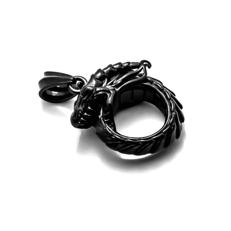 [Australia] - Heavstjer Hip Hop Stainless Steel Dragon Head Medallion Pendant Necklace,22inches Link Chain Plated Black 