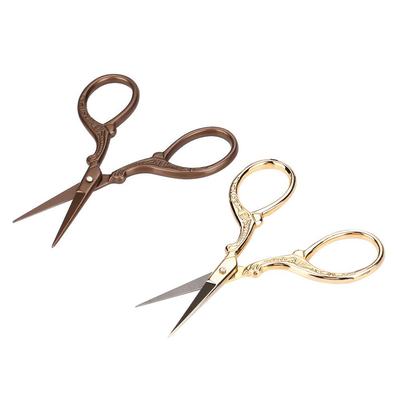 [Australia] - 2Pcs Eyebrow Scissors, Vintage Crane Shaped Stainless Steel Beauty Makeup Scissors for Eyebrows Trim 
