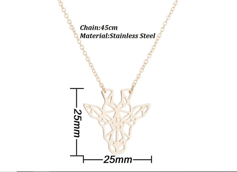 [Australia] - AOJJ Hollow Giraffe Necklace Giraffe Geometric Animal Ornament Minimalist Necklace Minimalist Ornament. silver 