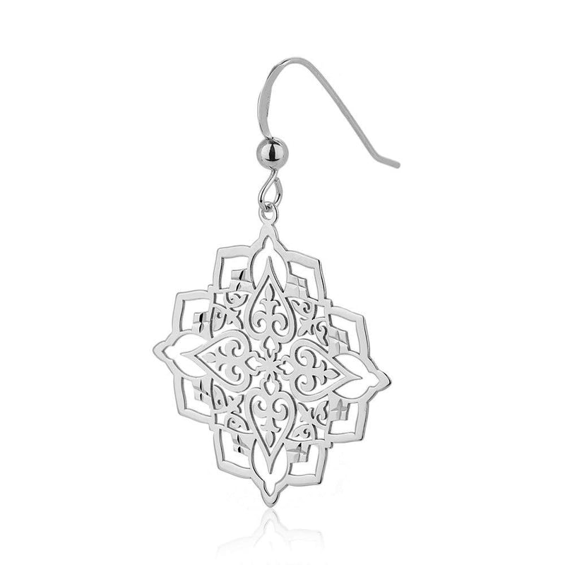 [Australia] - Vanbelle Rhodium Plated 925 Sterling Silver Light Weight Filigree Design Earrings with French Hook for Women and Girls 
