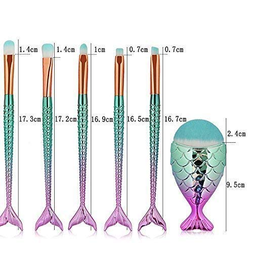 [Australia] - Funfunman Makeup Brushes 11PCS Make Up Foundation Eyebrow Eyeliner Blush Cosmetic Concealer Brushes(Mermaid Colorful) 