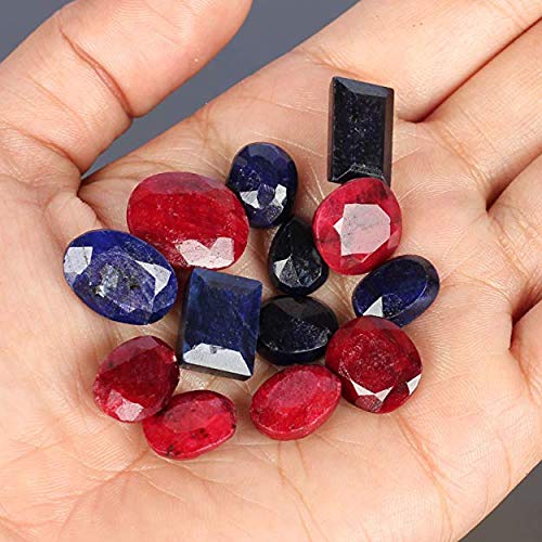 [Australia] - gemhub Approx 100 CT./7 PCS Natural Faceted Blue Sapphire & Ruby Gemstones LOT ~ for Jewelry 