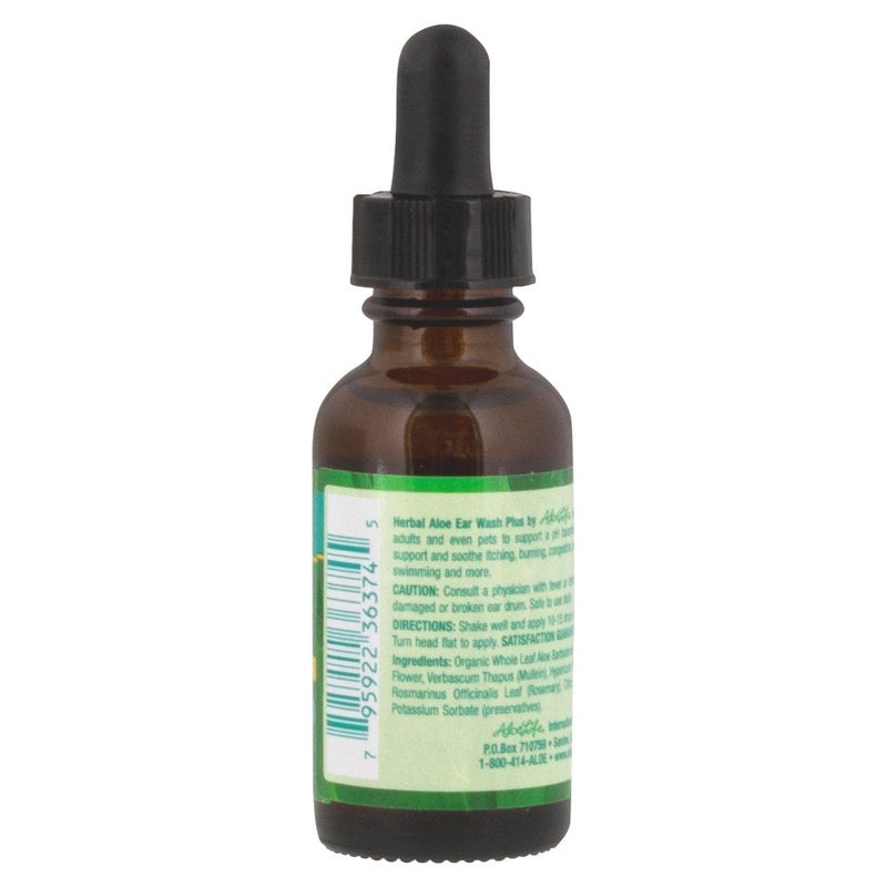 [Australia] - Aloe Life - Herbal Aloe Ear Wash Plus, Provides Soothing Relief for Ear Irritations, Swimmer’s Ear, Discomfort & Itchy Ears, Whole Leaf Aloe Vera with Herbs, Safe for Animals, Includes Dropper (1 oz) 