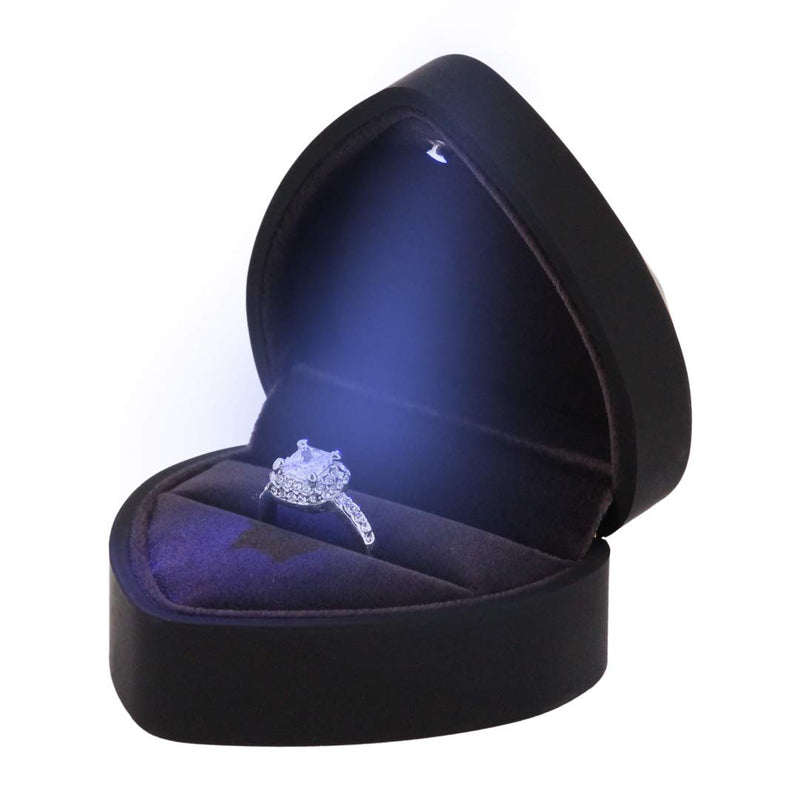 [Australia] - Naimo Engagement Ring Box Earrings Coin Jewelry Ring Box Case with LED Lighted up for Proposal Engagement Wedding Gift Black 