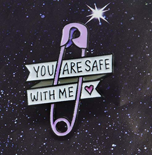 [Australia] - YINLIN Enamel Purple ¡°You are Safe with ME¡± Safety Pin Brooch Lapel Pin Jewelry 