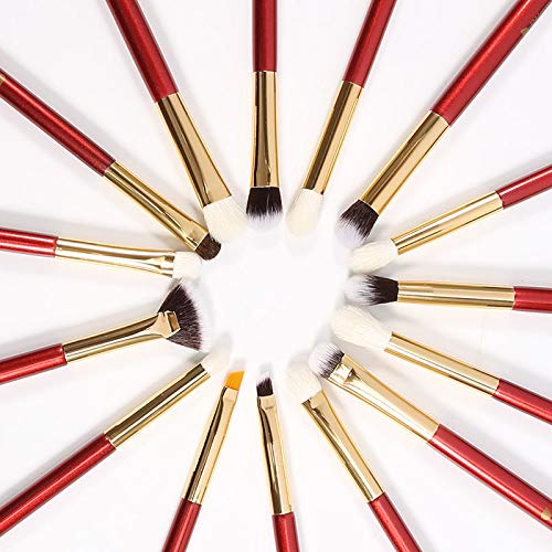 [Australia] - DUcare Eye Makeup Brushes 15pcs Red Eyeshadow Makeup Brushes Set with Soft Synthetic Hairs & Real Wood Handle for Eyeshadow, Eyebrow, Eyeliner, Blending 