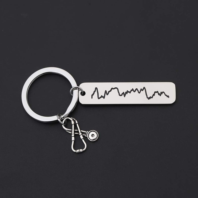 [Australia] - CHOROY Heartbeat Keychain Gift for Nurse Doctor EKG Keychain Stethoscope Charm Jewelry RN LPN Gift Medical Student Gift 