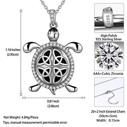[Australia] - Elegant Amulet Necklace Gift for Women Girl Sterling Silver Teen Boy Crystal Triangle/Ankh Cross/Celtic Turtle/Iced Out Magen Star of David Pendant Necklace Minimalist Everyday Jewellery F-Celtic Turtle Necklace 