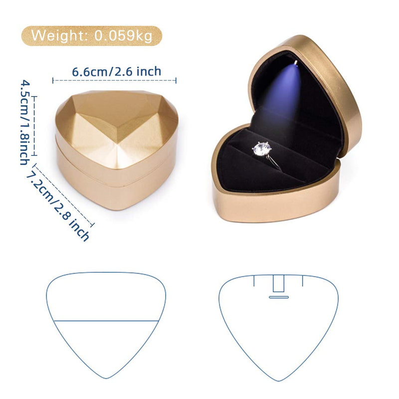 [Australia] - iSuperb Heart Shaped Ring Box LED Light Engagement Ring Boxes Jewelry Gift Box for Proposal Wedding Valentine's Day Anniversary Christmas (Black) Black 