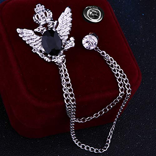 [Australia] - Huture 2PCS Men's Brooch Suit Pin Badge with Chains Brooch Buckle Chain Collar Lapel Pin for Men Shirt Collar Pin Chain Brooch Decoration Metal Brooch Pin Clips for Women Suit Tuxedo Tie Hat Scarf 