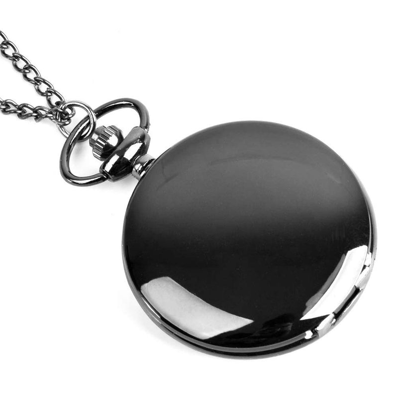 [Australia] - Set of 2 Classic Pocket Watch with Chain for Men and Women Black Black 
