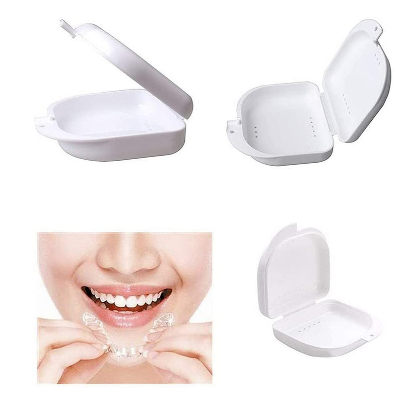 [Australia] - Hsthe Sea 2 pcs Retainer Case with Vent Holes Retainer Container Partial Denture Box,for Denture, Retainer,Mouth Guard,Brace, Teeth Mouth Tray, Blue+White 