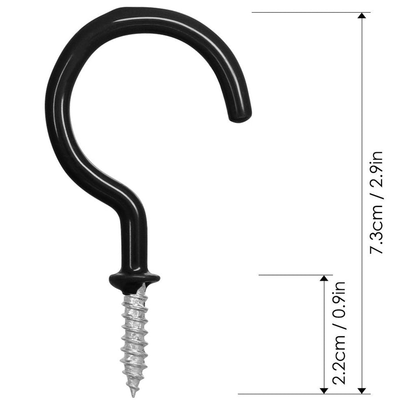 [Australia] - FineGood 25 Pack Cup Hook Ceiling Hooks, Vinyl Coated Screw Hanger for Indoor and Outdoor Use - Black 