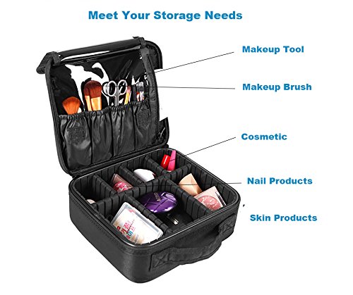 [Australia] - Travel Makeup Case Professional Travel Makeup Train Case 10'' Makeup Cosmetic Case Organizer Adjustable Dividers Travel Makeup Bag for Nail Tool,Makeup Brush,Toiletry,Jewelry and Digital Accessories Black-S 