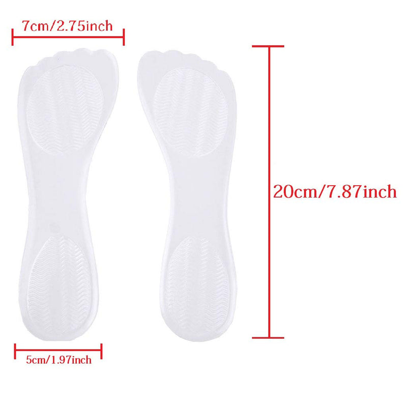 [Australia] - 2 Pairs Silicone High Heel Everyday Insoles, Massage Foot Cushion, Soft Gel Shoe Insert Pads for Pain Relief, Length: 21cm, Transparent 