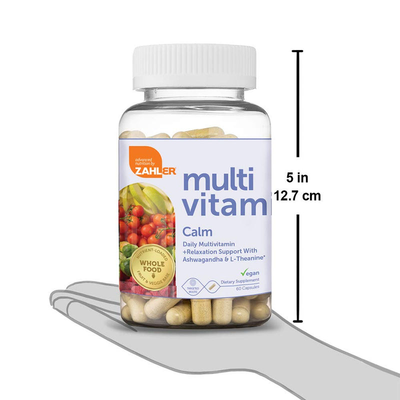 [Australia] - Zahler Multivitamin Calm, Daily Multivitamin +Relaxation Support, Multivitamin for Women and Men with Iron, Certified Kosher, 60 Capsules 