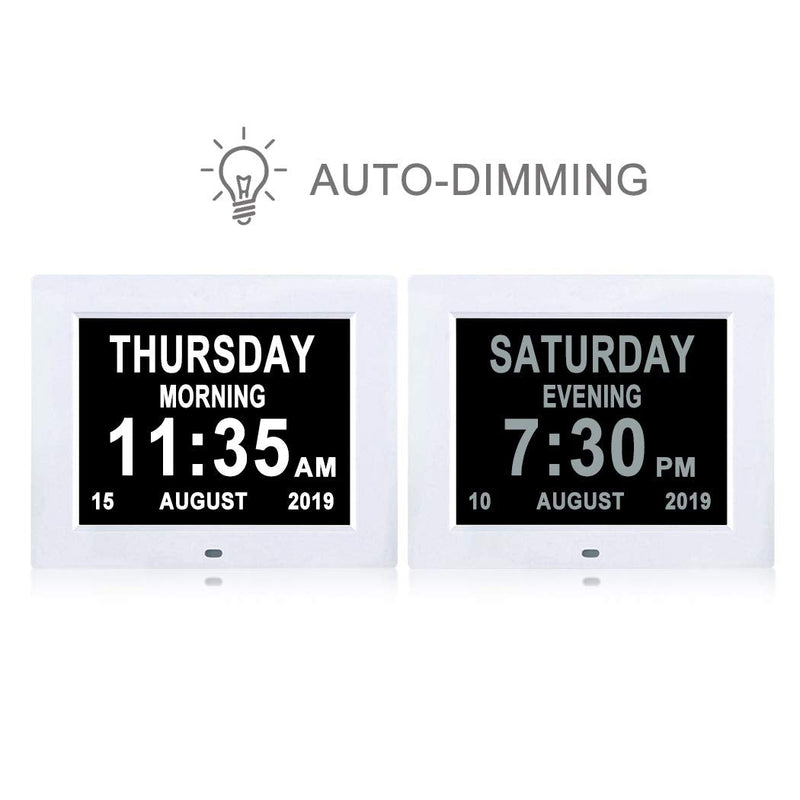 [Australia] - SSINI【2022Upgraded】 Digital Day Date Time of Week Clock with 8 Alarm Options, Large Display Extra Large Non-Abbreviated Day Month Seniors Clock for Dementia Vision Impaired, Elderly, Memory Loss 