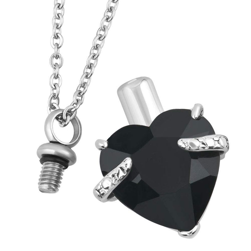 [Australia] - LoEnMe Jewelry 12 Birthstone Crystal Memorial Keepsake Love Heart Urn Necklace for Ashes Black Crystal 