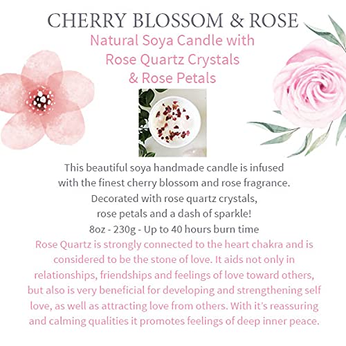 [Australia] - Granddaughter Candle That Makes a Thoughtful Gifts for Granddaughter and Granddaughter Gifts - Special Granddaughter Birthday Gifts SOYA Candle with Rose Quartz and Rose Petals 