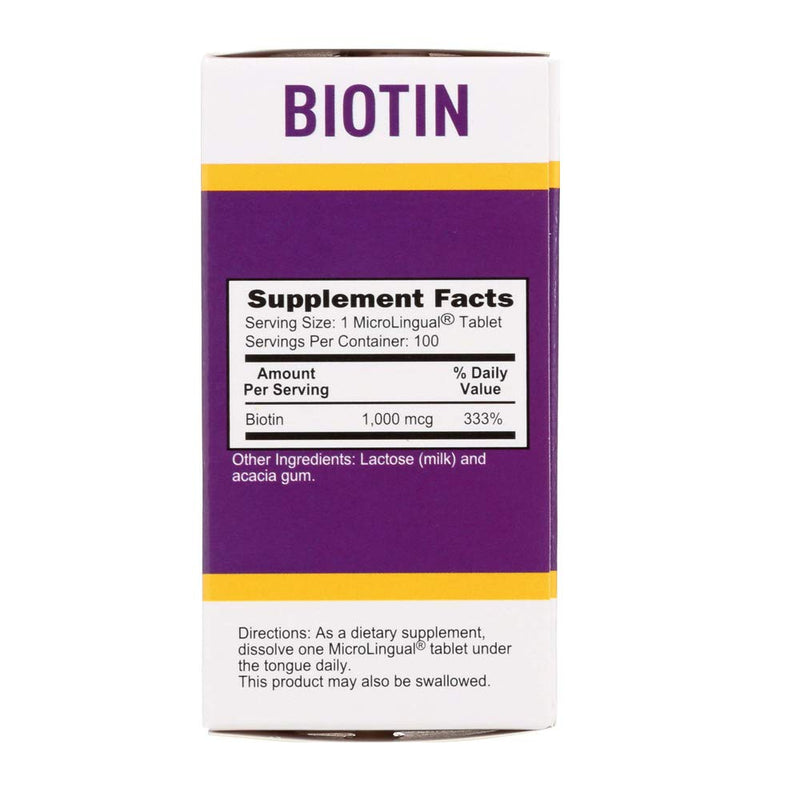[Australia] - Superior Source Biotin 1000 mcg Sublingual Instant Dissolve Tablets - Hair, Skin, and Nails Growth Vitamins - 100 Count 