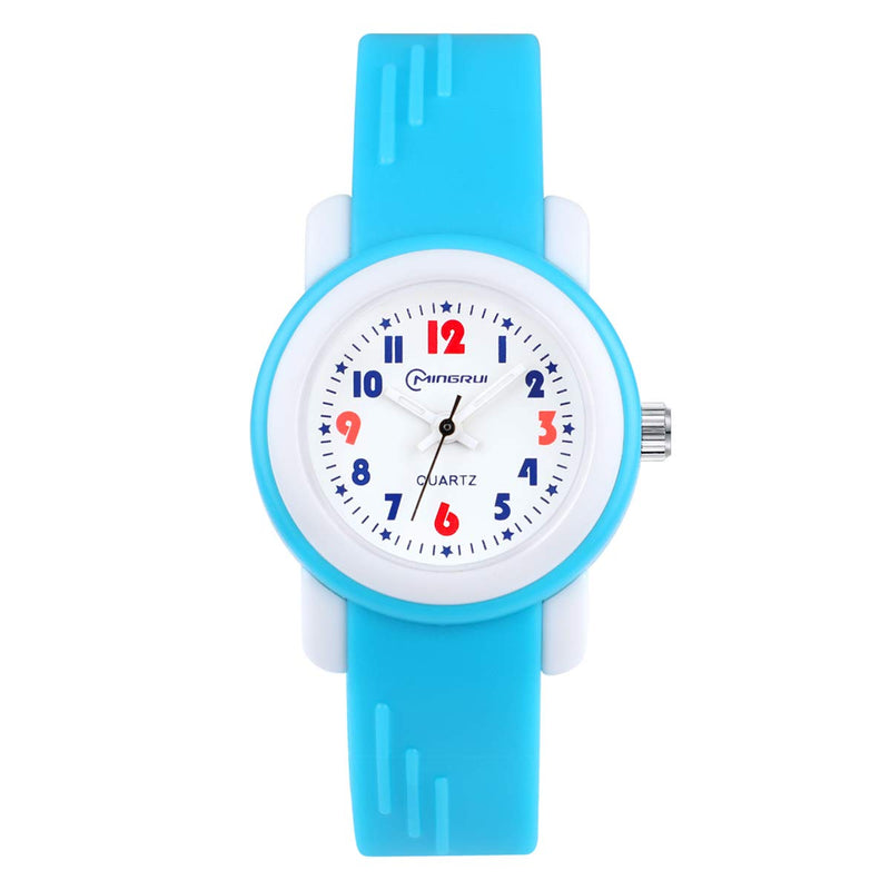 [Australia] - Kids Watch for Girls Boys 3-12 Years Old Waterproof Outdoor Analog Watch for Children with Rubber Band Light Blue 